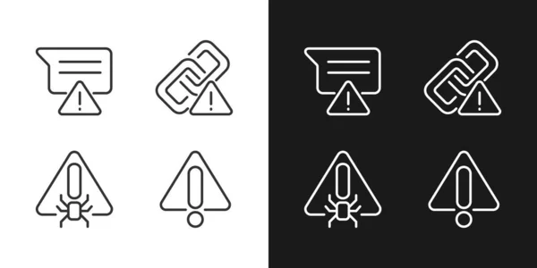Computer Problems Pixel Perfect Linear Icons Set Dark Light Mode — Wektor stockowy
