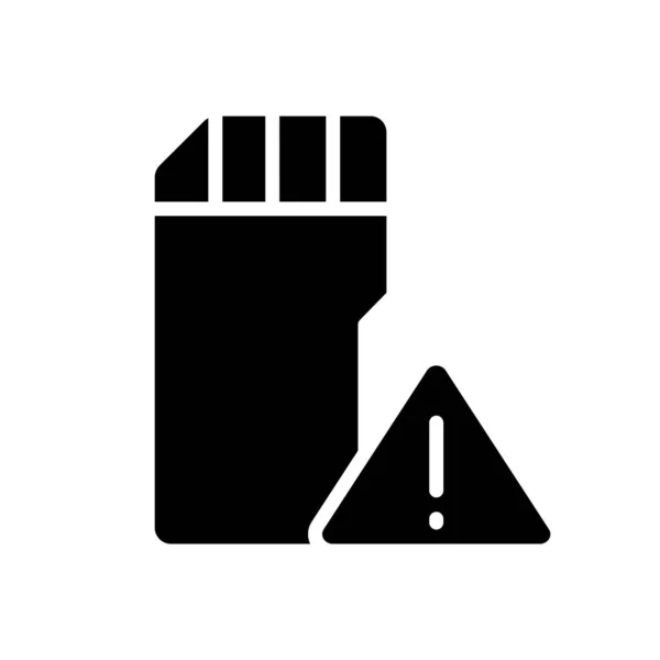 Low Disk Space Warning Black Glyph Icon Disc Capacity Precaution — Image vectorielle