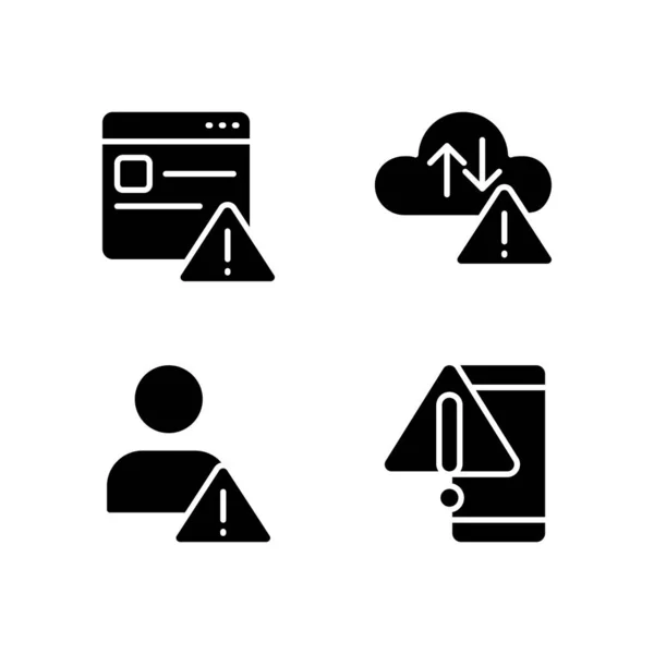 Website Access Denied Black Glyph Icons Set White Space Cloud — Stockvector