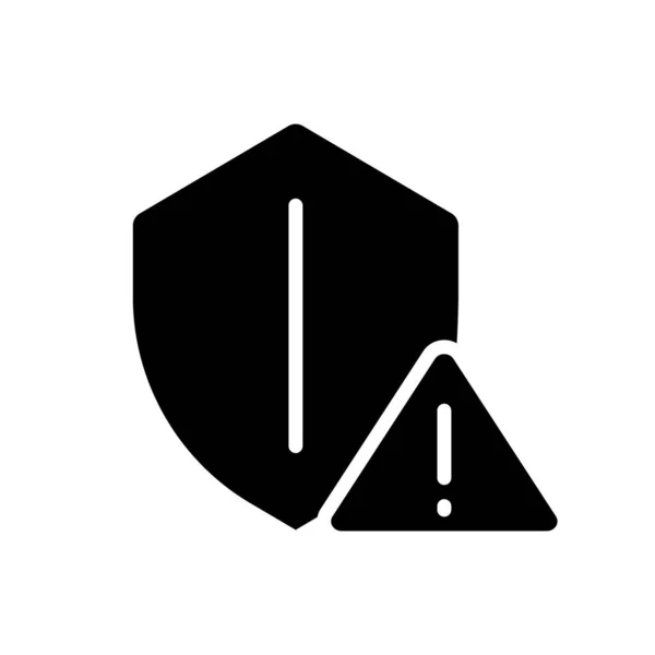 Safety Warning Black Glyph Icon Cybersecurity Breach Risk Computer Virus —  Vetores de Stock