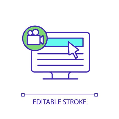 Screencasting RGB color icon. Video instruction and presentation. Making content. Screen capture Isolated vector illustration. Simple filled line drawing. Editable stroke. Arial font used
