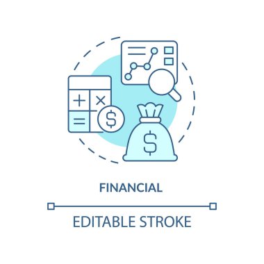 Financial turquoise concept icon. Profitability model for forecasting abstract idea thin line illustration. Isolated outline drawing. Editable stroke. Arial, Myriad Pro-Bold fonts used