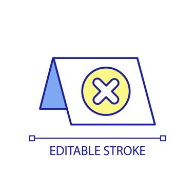 Prohibition sign on plate RGB color icon. Awareness for visitors. Information symbol on paper. Isolated vector illustration. Simple filled line drawing. Editable stroke. Arial font used