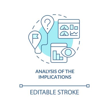 Analysis of implications turquoise concept icon. Forecast. Trends management include abstract idea thin line illustration. Isolated outline drawing. Editable stroke. Arial, Myriad Pro-Bold fonts used