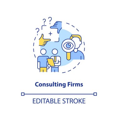 Consulting firms concept icon. New business sponsorship type abstract idea thin line illustration. Problem solving. Isolated outline drawing. Editable stroke. Arial, Myriad Pro-Bold fonts used