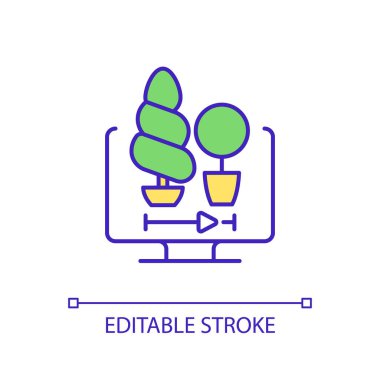 Gardening lessons online RGB color icon. Landscape architecture and design. Online tutorial. Isolated vector illustration. Simple filled line drawing. Editable stroke. Arial font used