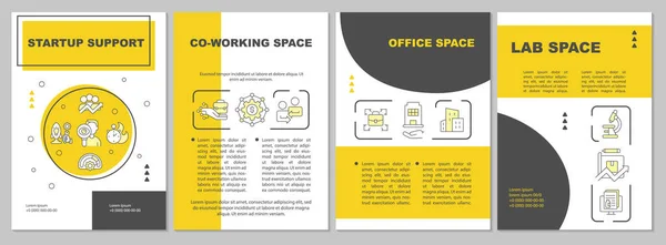 Start Βοήθημα Κίτρινο Φυλλάδιο Πρότυπο Συνεργάτης Και Εργαστηριακός Χώρος Σχεδιασμός — Διανυσματικό Αρχείο