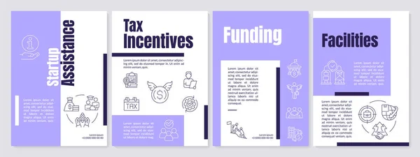 Help Startup Grow Purple Brochure Template Funding Facilities Leaflet Design — Stok Vektör