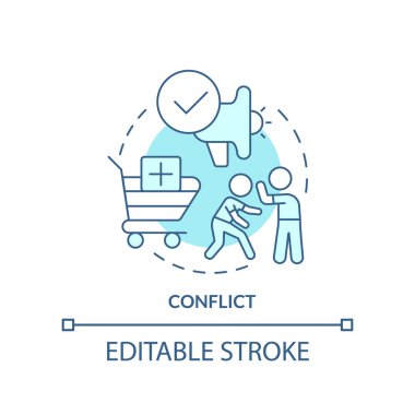 Conflict turquoise concept icon. Emotional appeal in marketing abstract idea thin line illustration. Provoke response. Isolated outline drawing. Editable stroke. Arial, Myriad Pro-Bold fonts used
