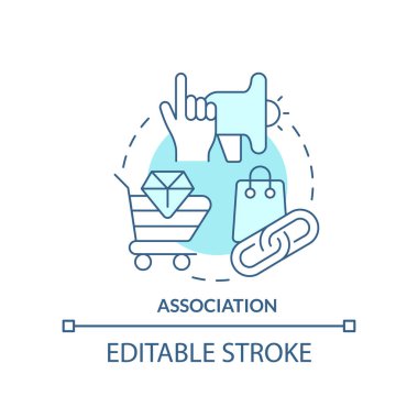 Association turquoise concept icon. Using emotional trigger in marketing abstract idea thin line illustration. Isolated outline drawing. Editable stroke. Arial, Myriad Pro-Bold fonts used