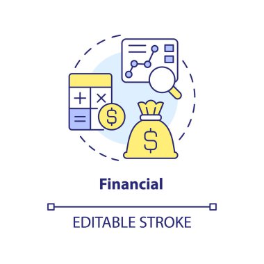Financial concept icon. Future profit prediction. Profitability model for forecasting abstract idea thin line illustration. Isolated outline drawing. Editable stroke. Arial, Myriad Pro-Bold fonts used