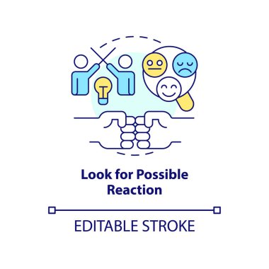 Look for possible reaction concept icon. Customer behavior. Trend evaluation abstract idea thin line illustration. Isolated outline drawing. Editable stroke. Arial, Myriad Pro-Bold fonts used