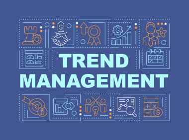 Trend management word concepts blue banner. Profit forecast. Infographics with editable icons on color background. Isolated typography. Vector illustration with text. Arial-Black font used
