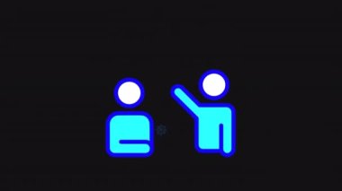 Create engaged workforce animated RGB color, linear, gradient icons set for dark theme. Business process. Motion graphic animation for night mode. 4k video with alpha channel on transparent background
