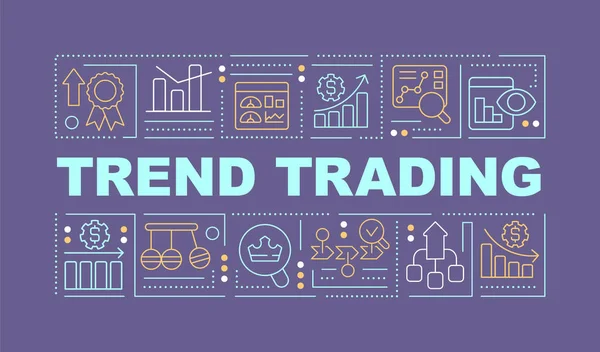Trend Trading Word Concepts Purple Banner Stock Market Infographics Editable — Stockový vektor