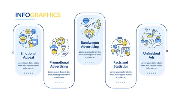 Advertising Strategies Marketing Rectangle Infographic Template Data Visualization Steps Editable — Stockvektor