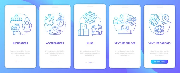 Kinds New Business Support Blue Gradient Onboarding Mobile App Screen — Wektor stockowy