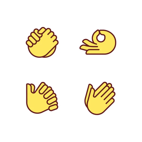 Gestures Communication Pixel Perfect Rgb Color Icons Set Hand Position — 图库矢量图片