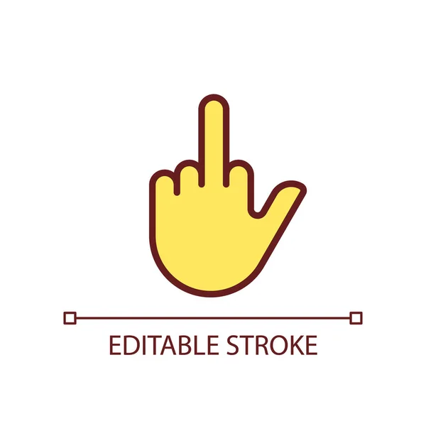 Middle Finger Pixel Perfect Rgb Color Icon Obscene Hand Gesture — 스톡 벡터