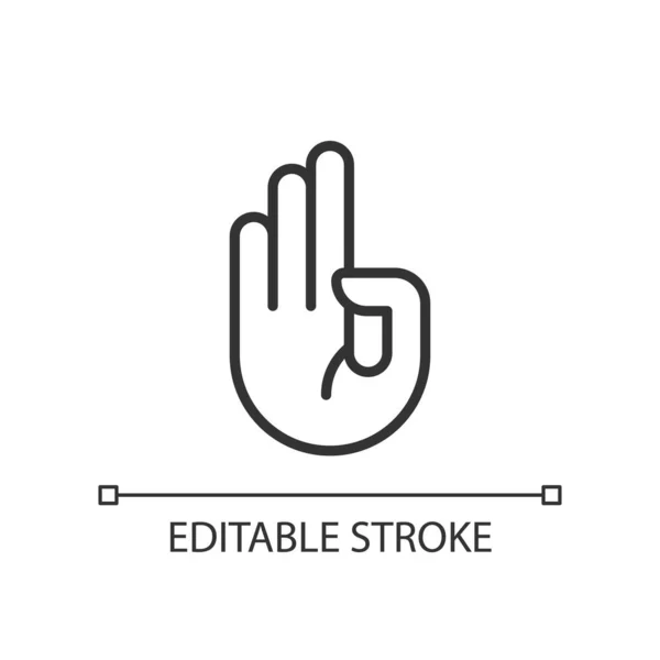 Counting Fingers Pixel Perfect Linear Icon Mathematical Learning Hand Gesture — Vettoriale Stock