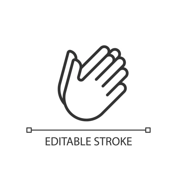 Hand Holding Something Pixel Perfect Linear Icon Space Palms Gesture —  Vetores de Stock