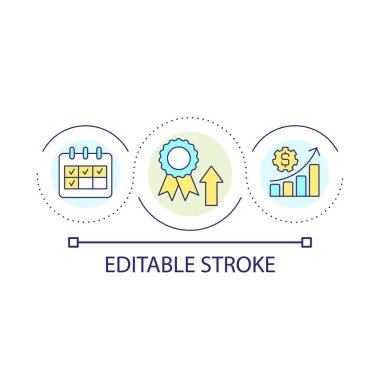 Price growing period loop concept icon. Uptrends at stock market. Value raising. Business abstract idea thin line illustration. Isolated outline drawing. Editable stroke. Arial font used
