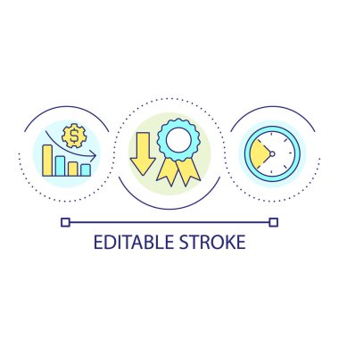 Value falling time loop concept icon. Downtrend at stock market. Financial operations abstract idea thin line illustration. Isolated outline drawing. Editable stroke. Arial font used