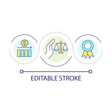 Law regulation of prices loop concept icon. Static value on stock market. Protected operations abstract idea thin line illustration. Isolated outline drawing. Editable stroke. Arial font used