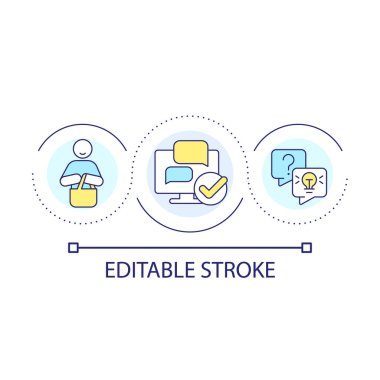 Customer support service loop concept icon. Question and answers. Client satisfaction abstract idea thin line illustration. Isolated outline drawing. Editable stroke. Arial font used