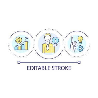 Innovations for business loop concept icon. Corporate development. Progressive methods abstract idea thin line illustration. Isolated outline drawing. Editable stroke. Arial font used