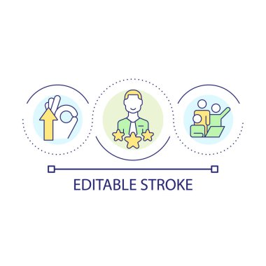 Employee evaluation loop concept icon. Rating in working team. Company workers ranking abstract idea thin line illustration. Isolated outline drawing. Editable stroke. Arial font used