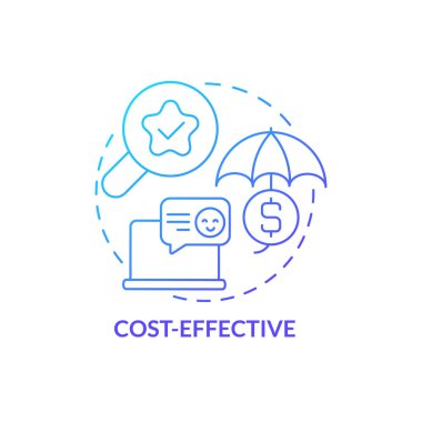 Cost effective blue gradient concept icon. Benefit of digital advertising abstract idea thin line illustration. Saving money on campaign. Isolated outline drawing. Myriad Pro-Bold font used