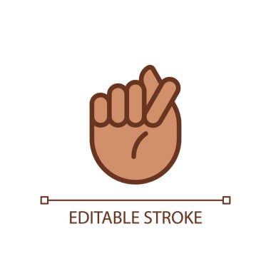 Fig sign pixel perfect RGB color icon. Offensive hand gesture. Obscene non verbal communication. Isolated vector illustration. Simple filled line drawing. Editable stroke. Arial font used