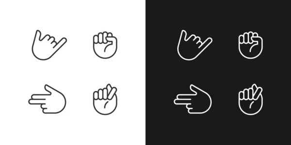 Friendly Aggressive Gestures Pixel Perfect White Linear Icon Dark Themes — Wektor stockowy