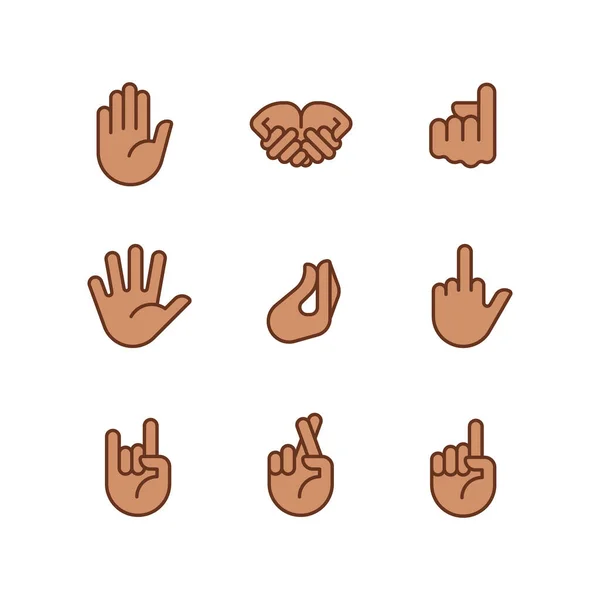 Gestures Expression Pixel Perfect Rgb Color Icons Set Non Verbal — Archivo Imágenes Vectoriales