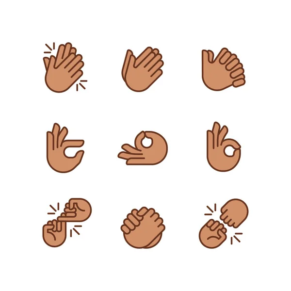 Gestures Communication Pixel Perfect Rgb Color Icons Set Non Verbal — 스톡 벡터