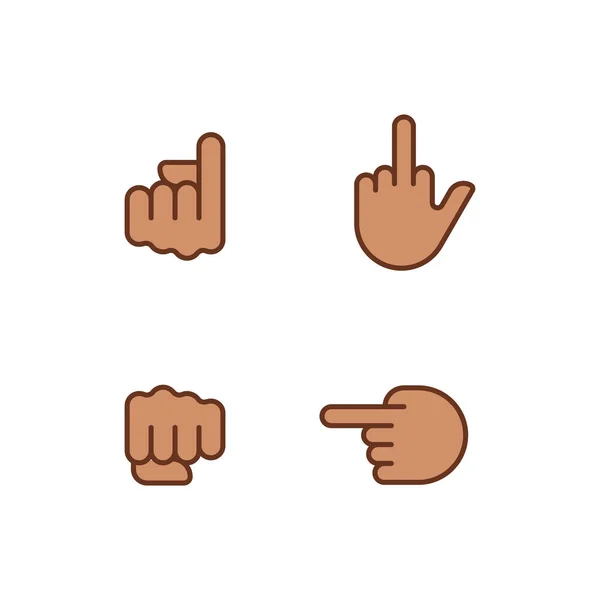 Pointing Fingers Fist Pixel Perfect Rgb Color Icons Set Hand — 스톡 벡터