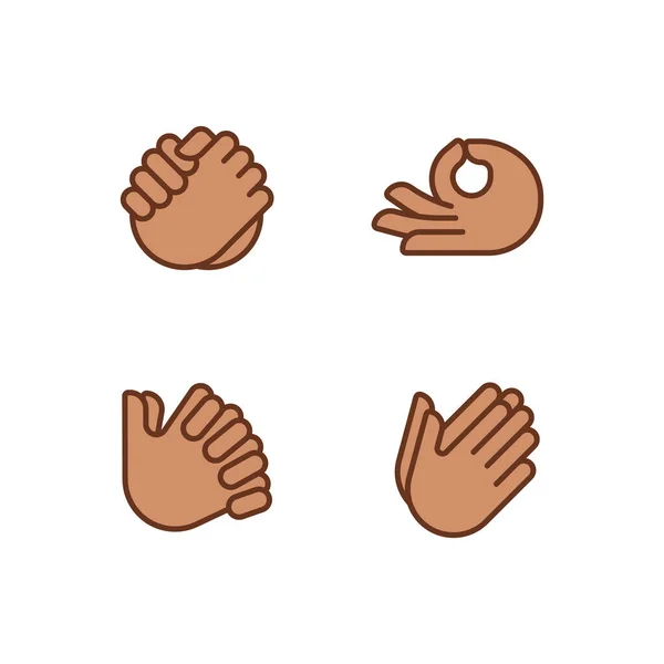Gestures Communication Pixel Perfect Rgb Color Icons Set Hand Position — Vetor de Stock