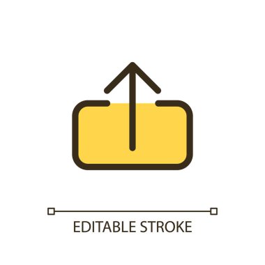 Upload file pixel perfect RGB color ui icon. Digital transmission via internet. Simple filled line element. GUI, UX design for mobile app. Vector isolated pictogram. Editable stroke. Arial font used