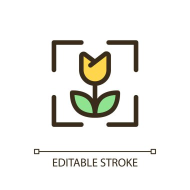 Macro photo mode pixel perfect RGB color ui icon. Digital camera function. Simple filled line element. GUI, UX design for mobile app. Vector isolated pictogram. Editable stroke. Arial font used