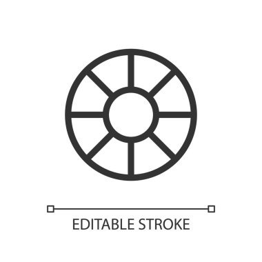 Lens filter pixel perfect linear ui icon. Objective glass accessory. Optical effects. GUI, UX design. Outline isolated user interface element for app and web. Editable stroke. Arial font used