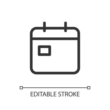 Calendar pixel perfect linear ui icon. Planner and organizer. Make an appointment. GUI, UX design. Outline isolated user interface element for app and web. Editable stroke. Arial font used