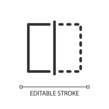 Crop video length pixel perfect linear ui icon. Splitting clip. Cut duration. Film editor. GUI, UX design. Outline isolated user interface element for app and web. Editable stroke. Arial font used