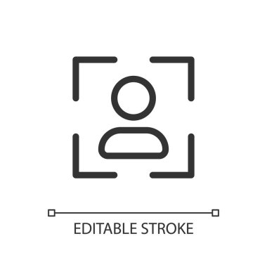 Profile image pixel perfect linear ui icon. Social media user photo. Photography editor tool. GUI, UX design. Outline isolated user interface element for app and web. Editable stroke. Arial font used