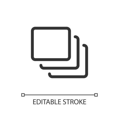 Series of layers pixel perfect linear ui icon. Digital image editing. Sequence of shots. GUI, UX design. Outline isolated user interface element for app and web. Editable stroke. Arial font used