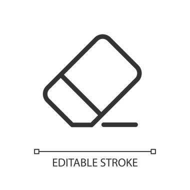 Eraser pixel perfect linear ui icon. Remove image part. Picture, video repair. Photo editor. GUI, UX design. Outline isolated user interface element for app and web. Editable stroke. Arial font used