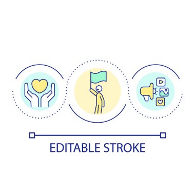 Patriotic marketing loop concept icon. Maintain national identity and sense of pride abstract idea thin line illustration. Patriotism ads. Isolated outline drawing. Editable stroke. Arial font used