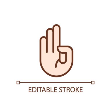 Counting on fingers pixel perfect RGB color icon. Mathematical learning. Hand gesture and sign. Isolated vector illustration. Simple filled line drawing. Editable stroke. Arial font used