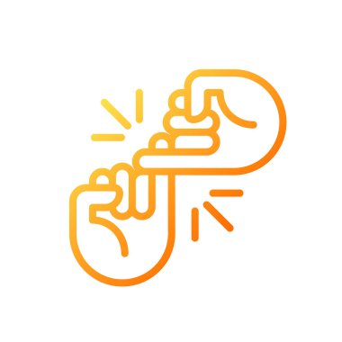 Pinky promise pixel perfect gradient linear vector icon. Hands hooking little fingers. Friendship gesture. Thin line color symbol. Modern style pictogram. Vector isolated outline drawing