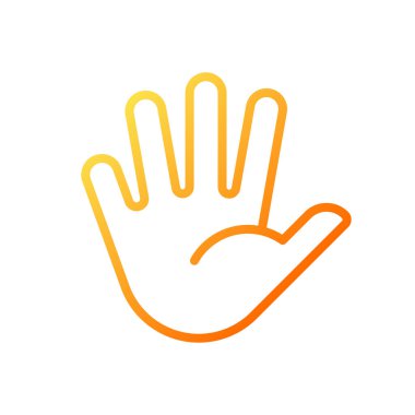 Hand with splayed fingers pixel perfect gradient linear vector icon. Non verbal communication. Body language. Thin line color symbol. Modern style pictogram. Vector isolated outline drawing